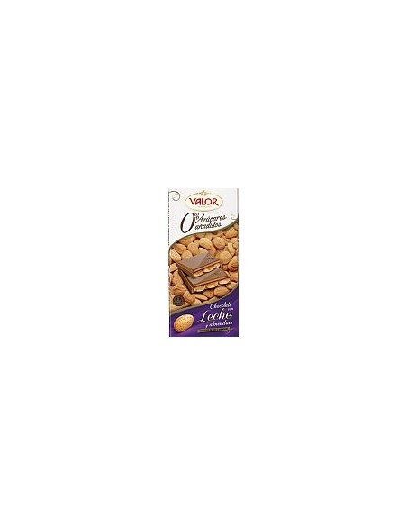 Tableta de chocolate con leche y almendras Valor sin azúcar 150 gr.