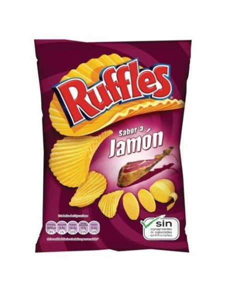 Ruffles patatas fritas sabor a jamón onduladas 150 gr.