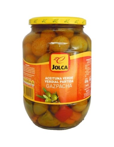 Aceituna verde Verdial partida Gazpacha Jolca 400 Gr.