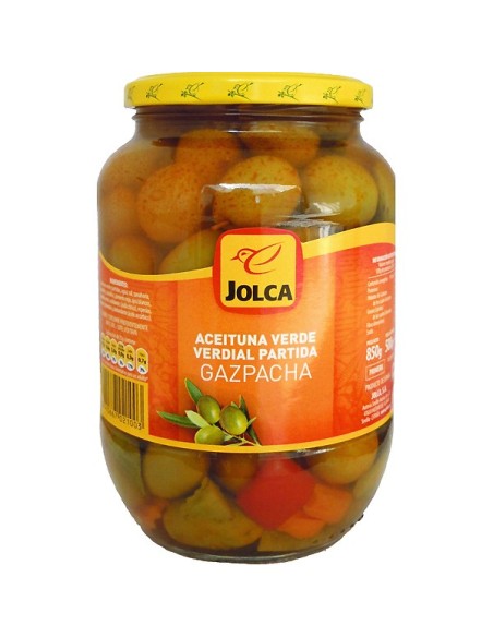 Aceituna verde Verdial partida Gazpacha Jolca 400 Gr.