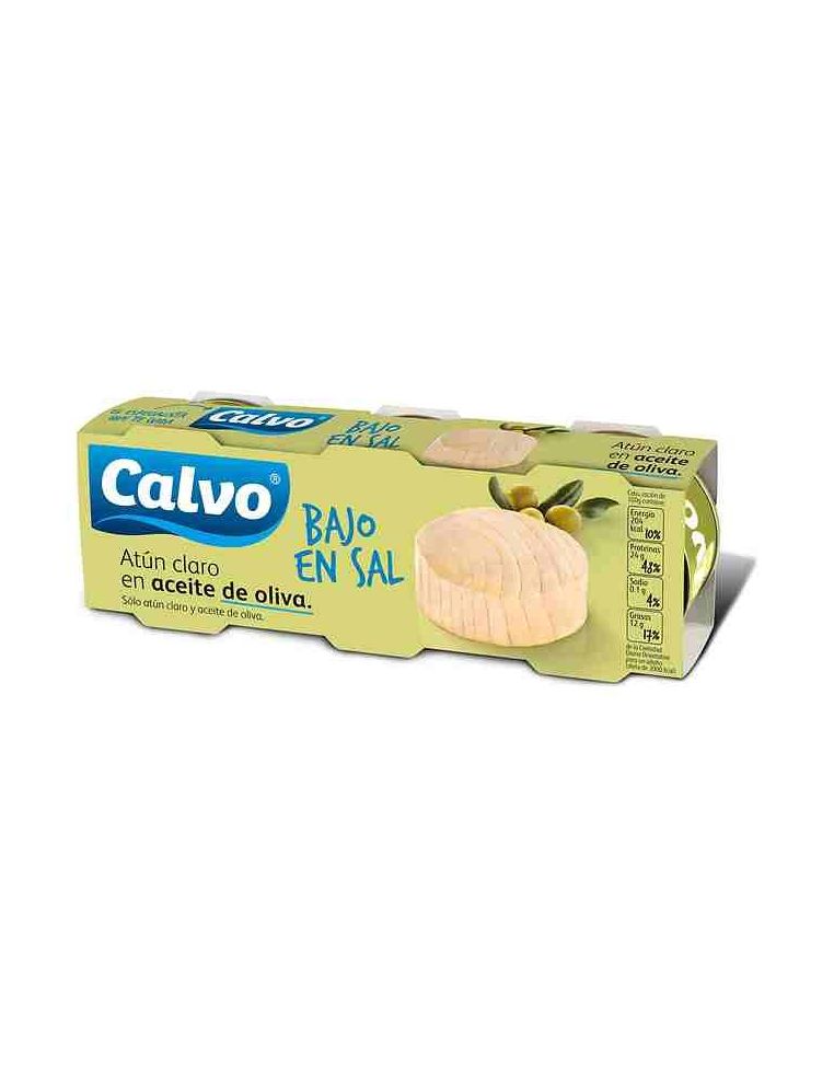 Licht Thunfisch in Olivenöl salzarm Calvo Pack 3 Einheiten. x 80 gr.