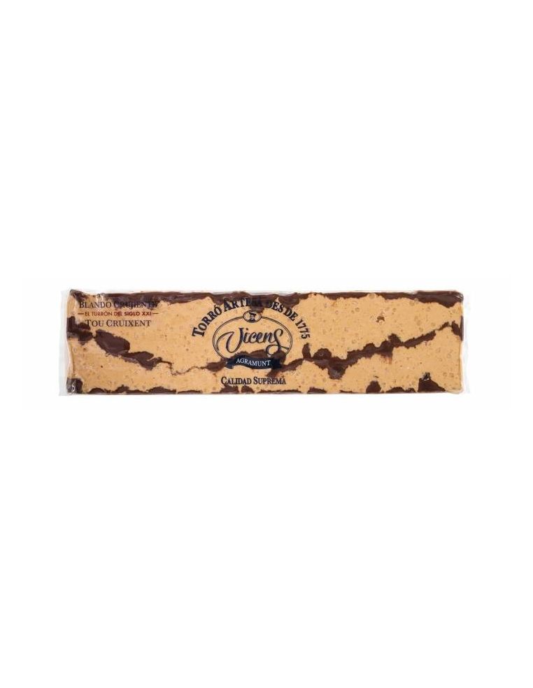 Turrón blando crujiente con chocolate artesano Vicens 300 gr.