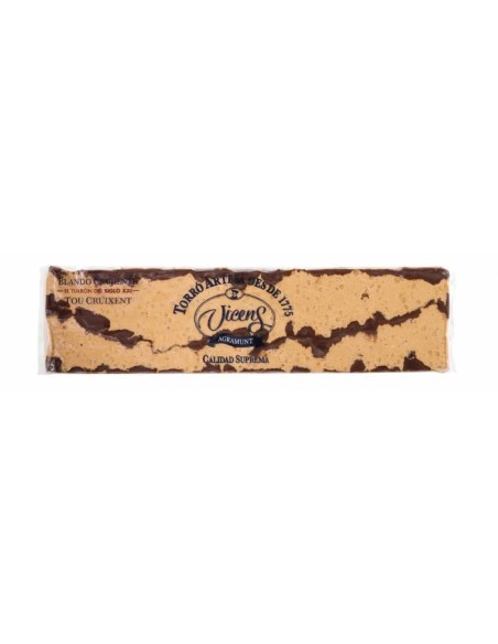Turrón blando crujiente con chocolate artesano Vicens 300 gr.