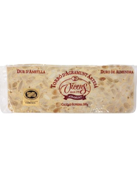 Artisan almond nougat hard Vicens 500 gr.