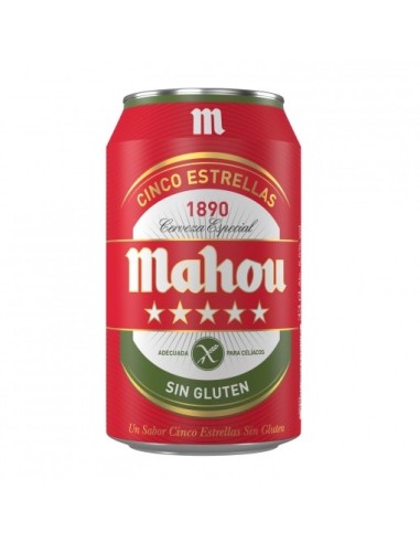 Beer Mahou 5 estrellas Without gluten 8 ud. x 33 cl.