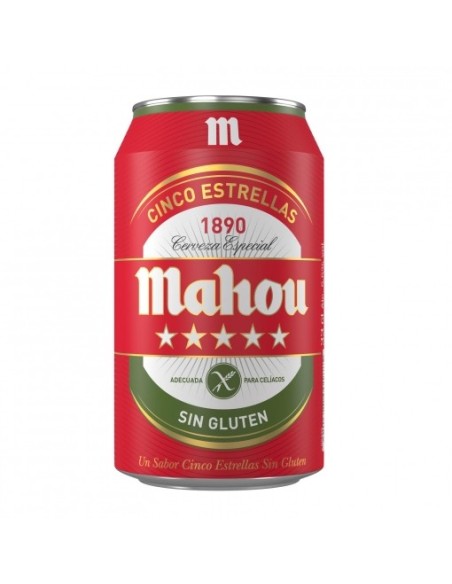 Beer Mahou 5 estrellas Without gluten 8 ud. x 33 cl.