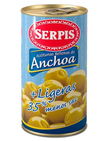 Anchovy stuffed olives of Serpis Low in salt 130 gr.