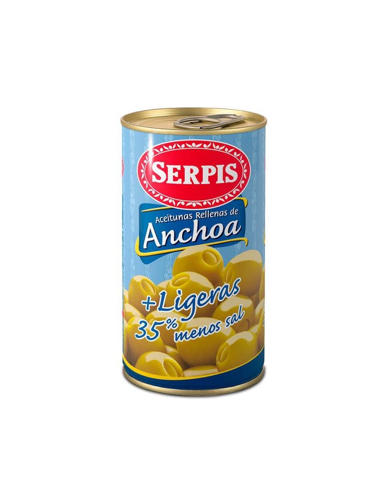 Aceitunas rellenas de anchoa Serpis bajas en sal 130 gr.