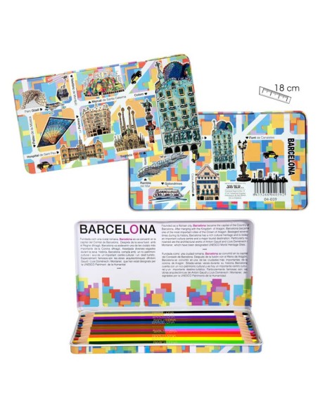Verzierte Metalldose Bleistifte Barcelona