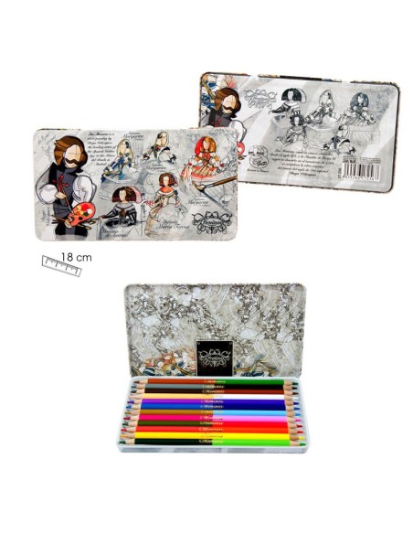 Metallic designed crayons tin Meninas