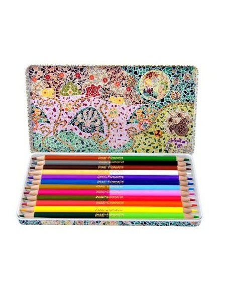 Metallic designed crayons tin Elementos