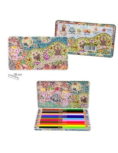 Metallic designed crayons tin Elementos