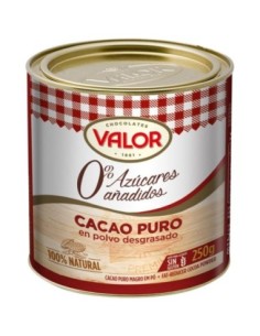 Pure cocoa powder defatted 0% sugars Valor 250 gr.