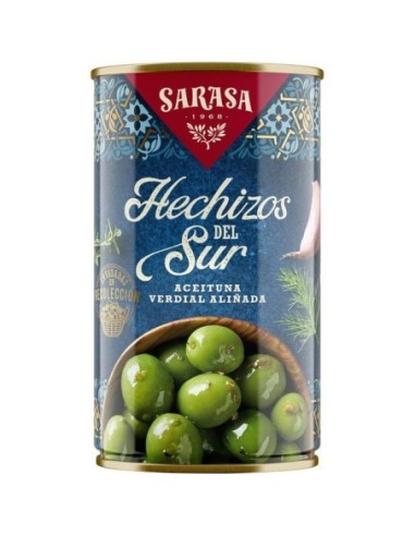 Seasoned Green Olives Los Hechizos del Sur Sarasa 150 gr.