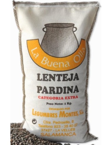 Lentejas Pardinas La Buena Olla Legumbres Montes saco 1 kg.