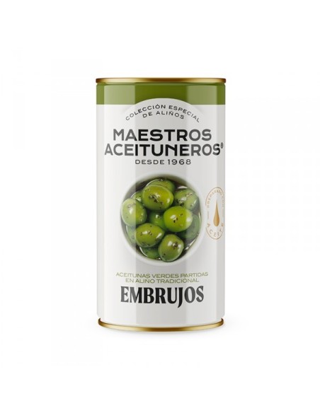 Aceitunas verdes partidas Embrujos de los Maestros Aceituneros 185 gr.