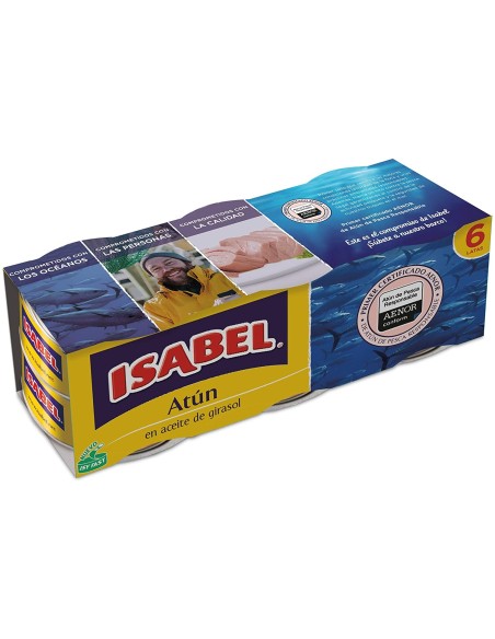 Atún claro aceite de girasol Isabel pack 6 ud. 312 gr.