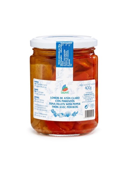 Lomos de atún claro con pimientos Laurel 400 gr.