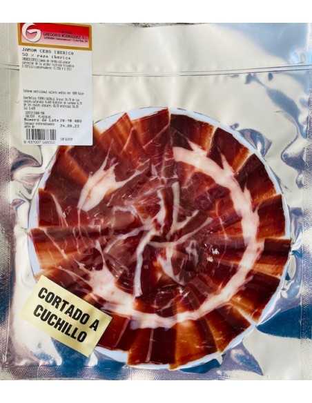Jambon ibérique d´appât coupé au couteau Gregorio Rdguez.100 gr.