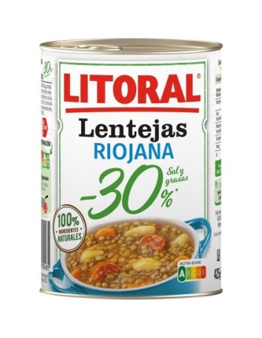 Rioja Lentils -30% salt and fat Litoral 435 gr.