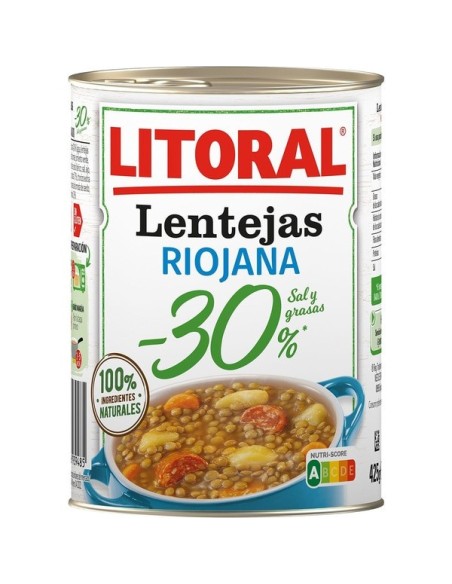Lentejas Riojana -30 % sal y grasa Litoral 435 gr.