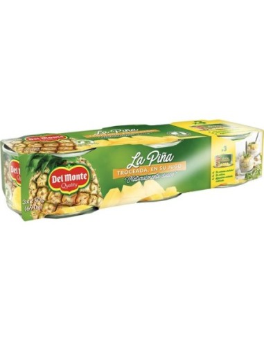 Gehackte Ananas im Saft von Del Monte, Packung mit 3 Einheiten