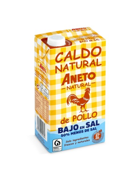 Caldo natural de pollo bajo en sal Aneto 1l.