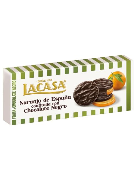 Naranja de España confitada con chocolate negro Lacasa 150 gr.