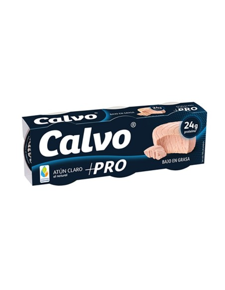 Light tuna in natural brine +PRO Calvo pack 3 ud. x 65 gr.
