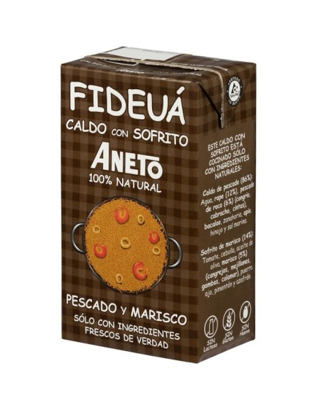 Bouillon Aneto pour fideuà de poisson et de fruits de mer avec sofrito