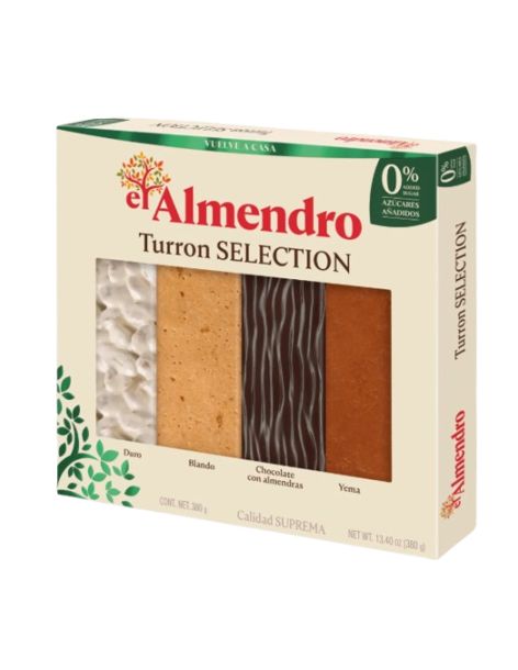 Selección de turrones tradicionales sin azúcar El Almendro 380 gr.