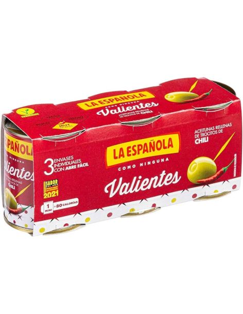 Olives farcies au piment chilli La Española Pack 3 ud. x 50 gr.