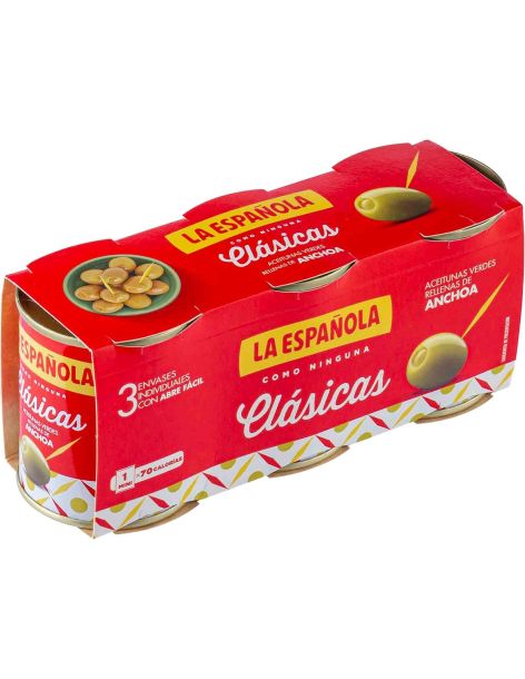 Olives Farcies aux Anchoix La Española Pack 3 ud. x 50 Gr.
