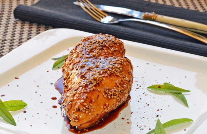Poitrine de poulet au sésame et de miel