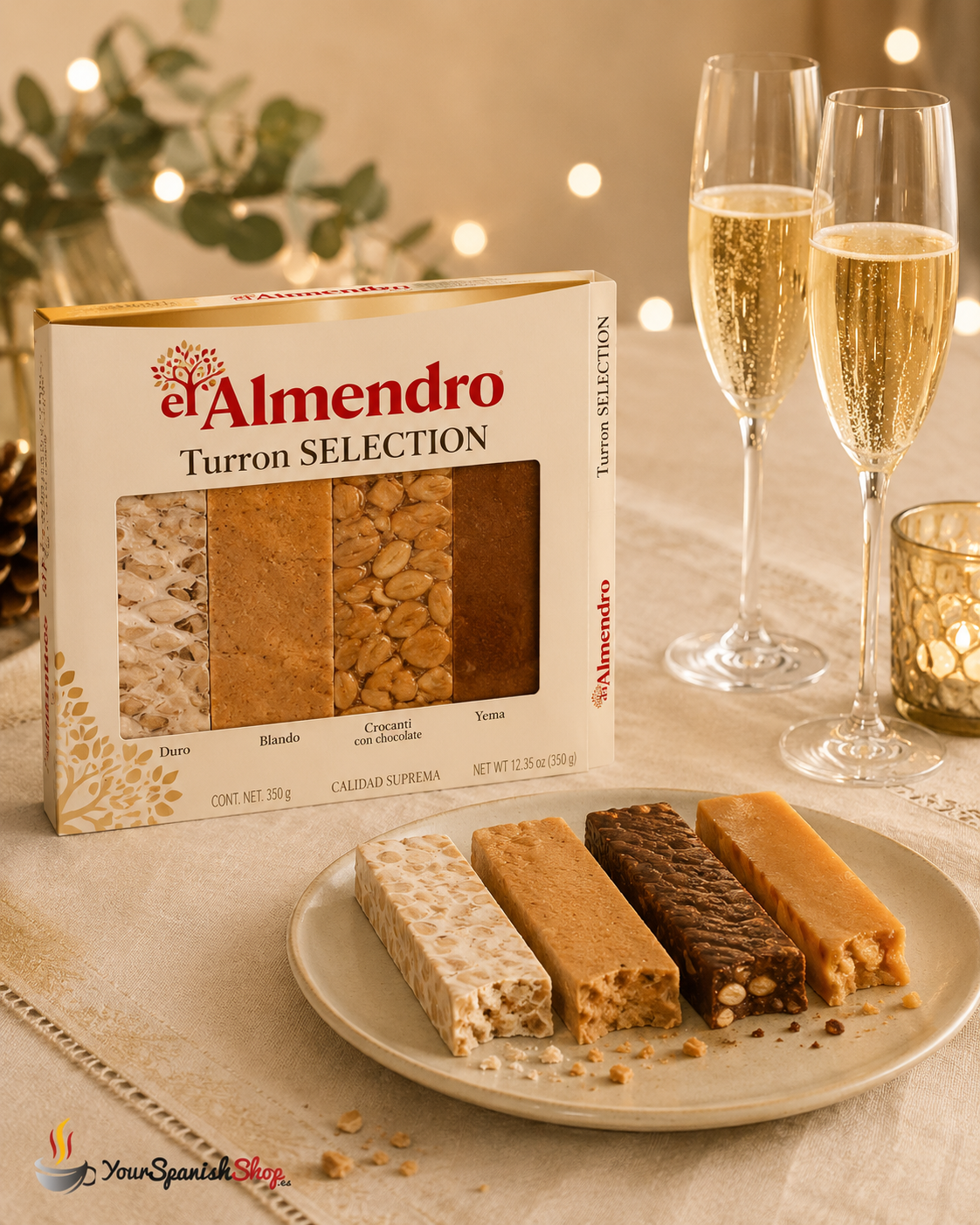 Selección de turrones tradicionales El Almendro: la bandeja perfecta para compartir en Navidad